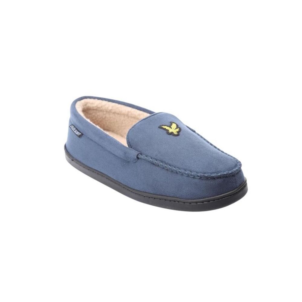 Lyle & Scott Mens Aspen Faux Suede Moccasin Slippers / Navy